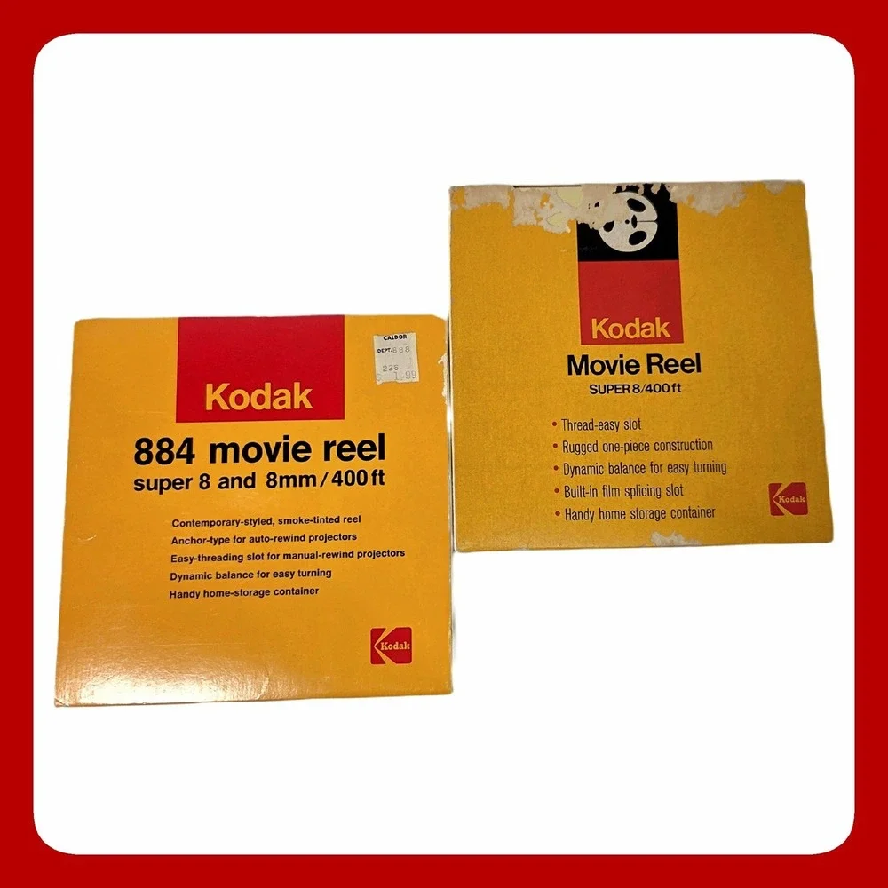 Found Footage KODAK 884 Movie Reels Set of 2 400ft 8mm Super 8 Vintage Film